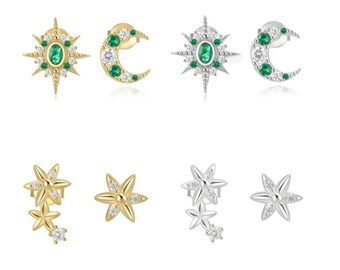 Floral Diamond Stud Earrings,  Dainty Everyday Crystal Jewelry, Tiny Earrings. Stud Earrings