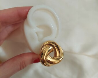 Gold Knot Hoop Earring, Statement Earring for Her, Chunky
