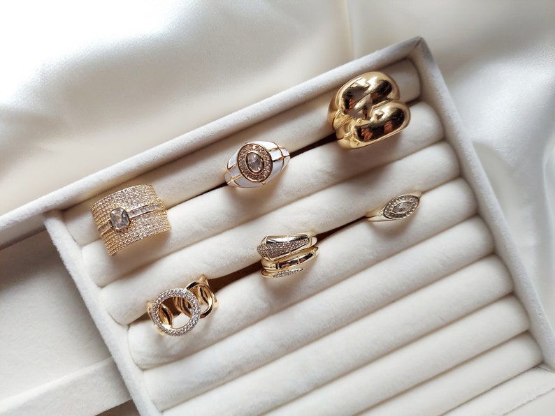 Chunky Ring, Big Ring, Statement Ring, Gold Ring, Bold Dome Ring, 18K ...