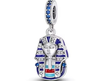 King of Egypt Dangle Charm, for a Bracelet and Necklace, S925 Sterling Silver, Pharaohs Charm