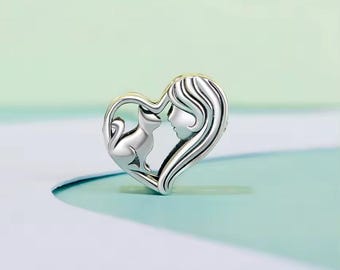 Katzen Charm, Love Cats Charm, Frauen lieben Katzen Charm für Armband und Halskette, S925 Sterling Silber