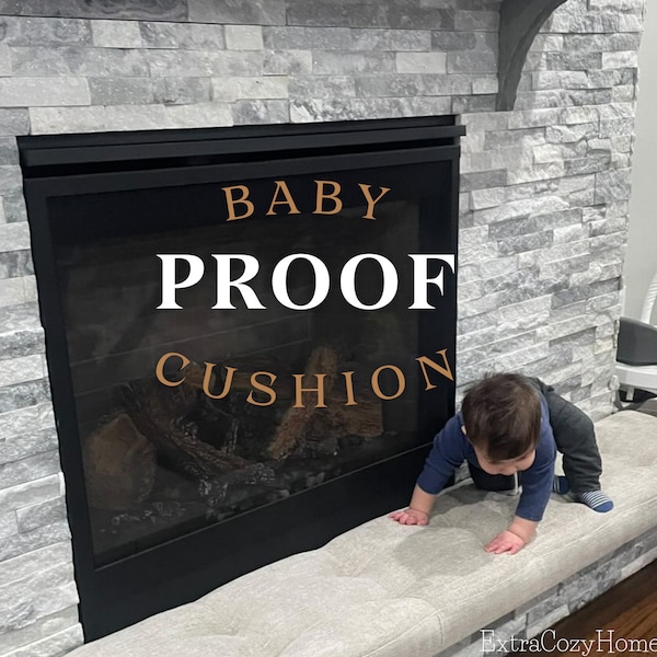 Baby Proof Cushion - Custom Size Cushion - Fireplace Cushion - Kid Friendly Play Space