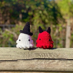 Devil & Witch Ghost | Crochet Devil Ghost | Crochet Witch Ghost | Halloween | Halloween Plushie | Ghost Plushie | Handmade Plushie | Ghosts