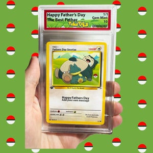 Carte de ronflement personnalisée Pokemon pour la fête des pères - Pixel Art - dans un étui gradué - carte physique personnalisée - ajoutez votre propre message
