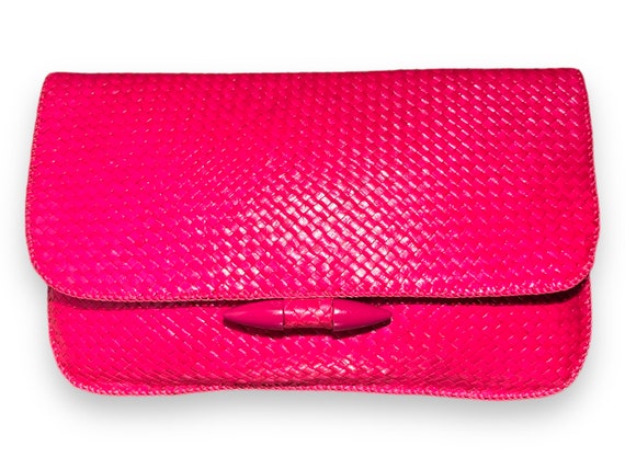 STRAW clutch/envelope fuchsia/hot pink 80s (inclu… - image 1