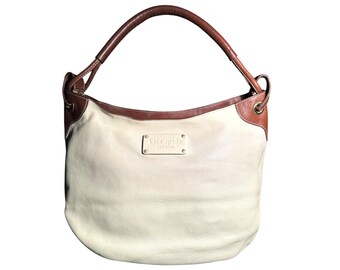 Vintage Kate Spade Leder Umhängetasche: Zweifarbig Creme & Braun