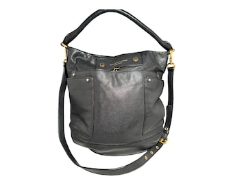 Marc by Marc Jacobs Umhängetasche Preppy Sia in Schwarz aus Ziegenleder