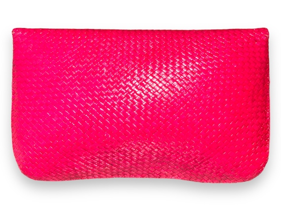 STRAW clutch/envelope fuchsia/hot pink 80s (inclu… - image 2
