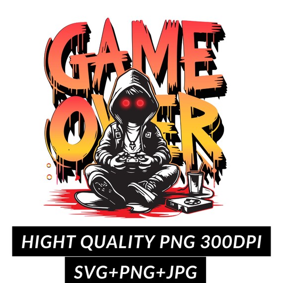 Game Over Sublimation PNG: Gamer Streetwear Art (Digital Download)