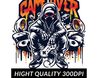 Game Over Sublimation PNG: Urban Gamer Art (Digital Download)
