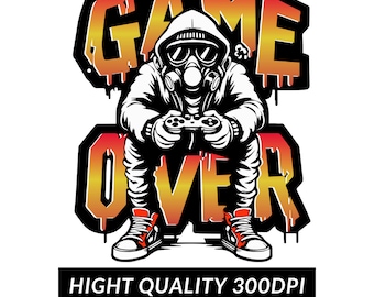 Game Over Sublimation PNG: Urban Gamer Design (Digital Download)
