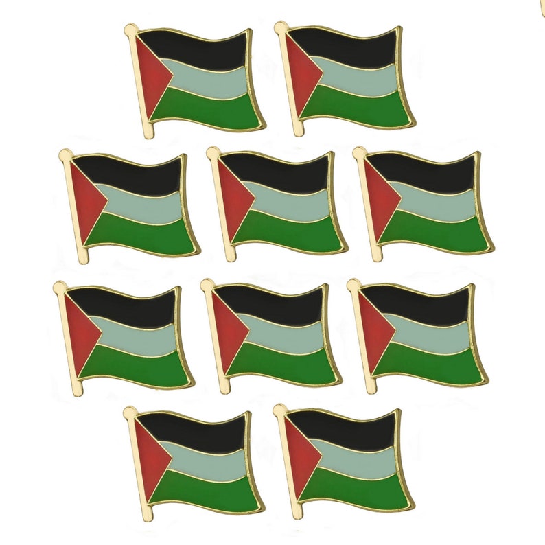 Set of 5 Palestine Waving Flag Lapel Pins - Silver-Toned Enamel Badges main image 1