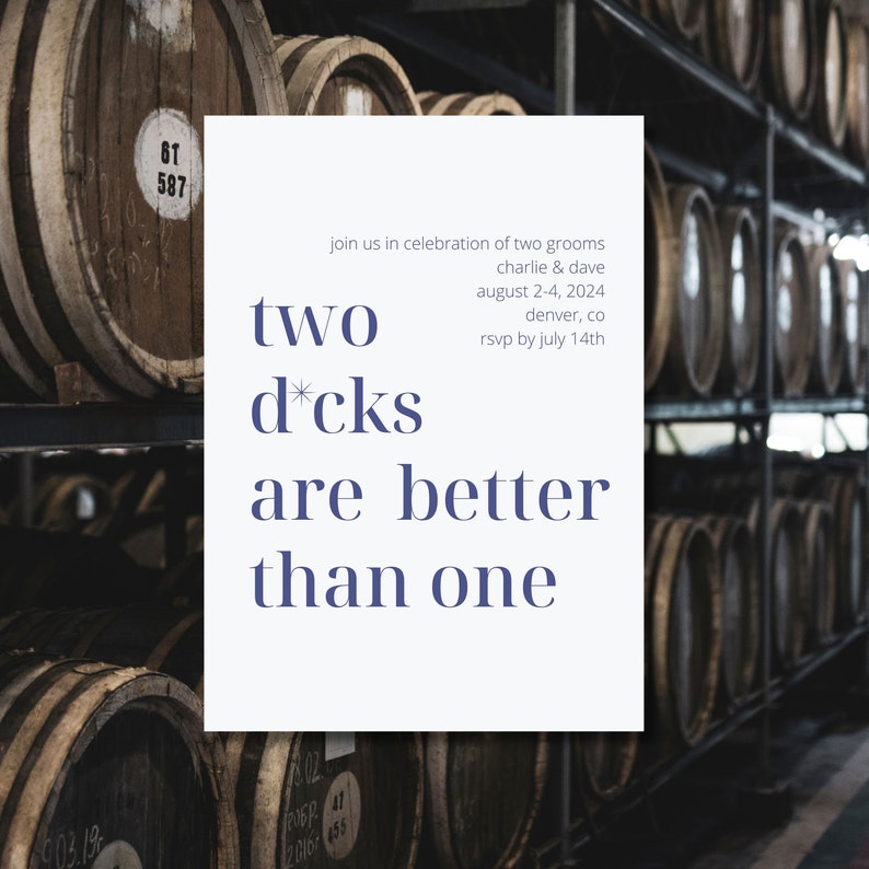 Two Dcks Are Better Than One Bachelor Party Template 5x7 Invite for ...