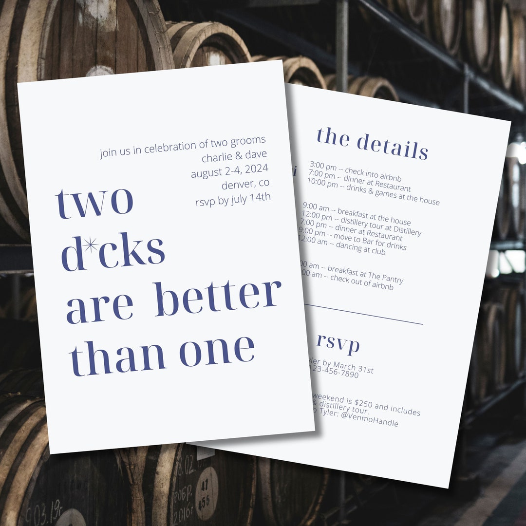 Two Dcks Are Better Than One Bachelor Party Template 5x7 Invite for ...