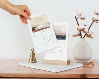 2024 Vertical Desk Calendar: Natural Landscapes & Inspirational Quotes