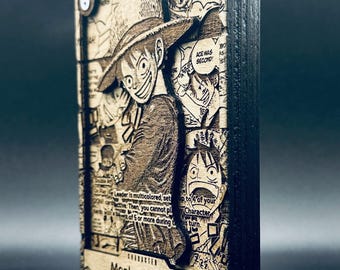 Monkey.D.Luffy MANGA OP13-118 - Cartucho de madera / One Piece TCG / Decoración hecha a mano