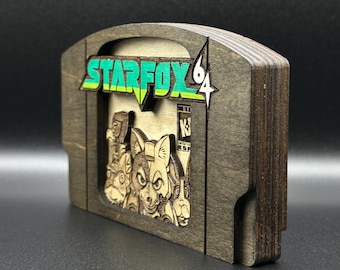Starfox 64 / Lylat Wars - Cartucho de madera (gris) / N64 / Hecho a mano - Decoración para juegos