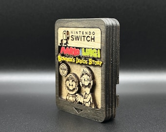 Mario y Luigi - La historia de Bowser - Cartucho de madera / Switch / Hecho a mano - Decoración para juegos