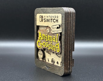 Animal Crossing - New Horizons - Cartucho de madera / Switch / Hecho a mano - Decoración para juegos