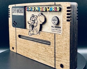 Super Mario World - Cartucho de madera / SNES / Hecho a mano - Decoración para gamers