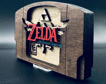 The Legend of Zelda - Skyward Sword - Cartucho de madera / N64 / Hecho a mano - Decoración para juegos