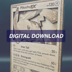 Pikachu 3D-houten Pokemon-kaart - XY84 alt art - * digitaal / laserklaar / snijder / graveurbestand *