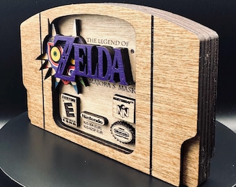 La Leyenda de Zelda - Majora's Mask - Cartucho de madera / N64 / Hecho a mano - Decoración para videojuegos