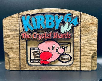 Kirby 64 The Crystal Shards - Cartucho de madera / N64 / Hecho a mano - Decoración para juegos