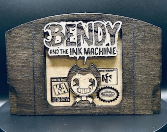 Bendy & the Ink Machine - Cartucho de madera / N64 / Hecho a mano - Decoración para videojuegos