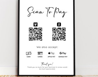 Scan to Pay Qr Sign Canva Template Scan to Pay Payment Sign Payment Method Sign Small Business Sign Scan to Pay Sign Custom Business Sign