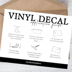 Wie man DIY Vinyl Aufkleber Anwendungsanleitung Canva Template | Vinyl Applikation Pflege Karte | Digitaler Download PNG PDF