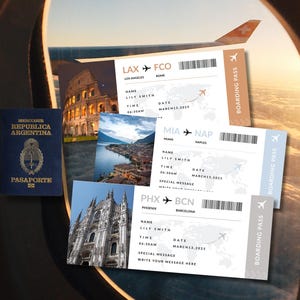 DIY Bordkarte Geschenkvorlage, bearbeitbares Flugticket, druckbare Bordkarte Überraschungsreise, bearbeitbares digitales Download Flugticket PDF
