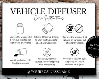 Car Diffuser Care Card Canva Template, Car Air Fresheners Branding Kit Instant Download PNG