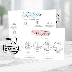 de modèle sur toile Carte d'entretien des gâteaux à faire soi-même, Kit de marque de guide de coupe de gâteau modifiable | Téléchargement instantané PNG