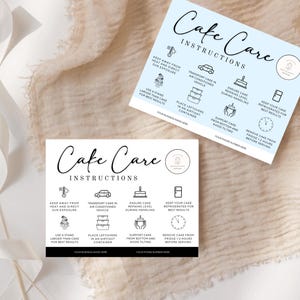 Printable Cake Care Card Canva Template | Printable Bakery Guide Instant Download Custom Digital Wedding Cake Care Guide Cake Instructions