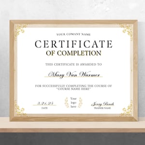 Esthetician Custom Certificate Canva Template, Printable Course Certificate Of Completion Certificate of Completion Fillable Canva Template