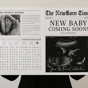 Baby in Bloom Newspaper Template Canva, Floral Baby Shower Invite, Pregnancy Announcement Template, Editable Newspaper, Gender Reveal Idea