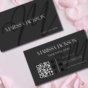 Black Business Card Canva Templates QR Code Luxury Business Card, Beauty Industry Business Cards, Lash Tech, Hair Salon Business Card
