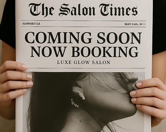 Editable Custom Canva Newspaper Photoshoot Template NOW BOOKING COMING Soon Business Plan  Instant Download PhotoShoot Business Launch Idea