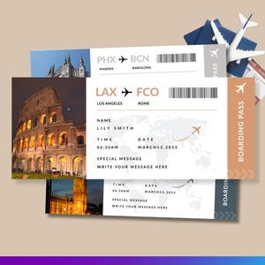 Boarding Pass Plane Ticket Surprise Trip, DIY Editable Plane Ticket,  Editable Digital Download Airline Ticket   Boarding Pass Gift Template