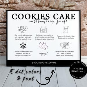 Cookies Onderhoudskaart Canva-sjabloon Digitale download | Afdrukbare brandingkit, canva-sjabloon direct downloaden, png