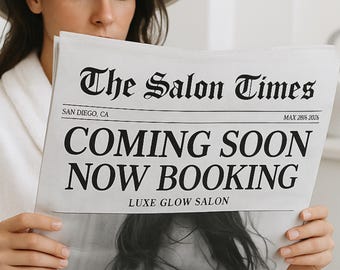 Newspaper Template Newsletter Canva Business Hair Salon Small Business Templates Launch Idea Customizable Canva Photoshoot Printable png