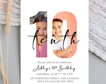 Editable 10th Birthday Girl Boy Invitation Canva Template Tenth Birthday Invite 10th Birthday Boy Editable Birthday Template Slumber Party