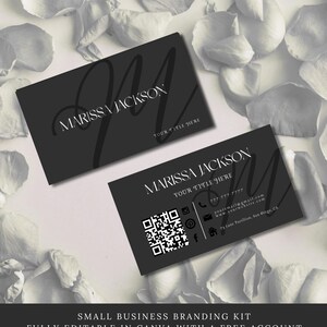 Plantillas de tarjetas de presentación nuevas de Canva: tarjetas de presentación de lujo con código QR, tarjetas de presentación para la industria de la belleza, tecnología de pestañas, tarjetas de presentación para peluquerías.