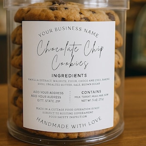 Cottage Law Food Label Template, Custom Small Business Stickers (Canva Editable, PNG Instant Download)