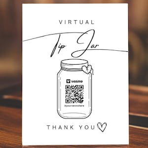 Virtual Tip Jar Scan to Pay Template QR Code Sign Venmo Cashapp Payment Sign Tips Accepted Sign Editable Tip Jar Sign QR Code Tip Jar Canva