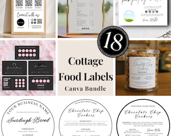 Paquete de etiquetas editables para alimentos caseros / Plantilla de etiquetas de alimentos Canva Etiquetas para la ley de alimentos caseros Etiquetas para ingredientes de panadería Etiquetas imprimibles PNG PDF