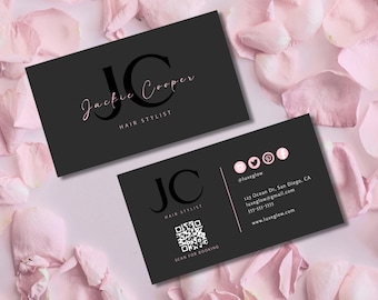 Luxury QR Code Business Card Templates Canva Business Card Templates QR Code Luxury Business Card Esthetics Braid PMU Lash Tech Glam