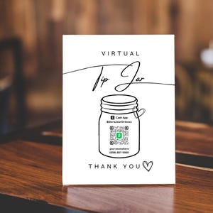 Virtual Tip Jar Scan to Pay Template QR Code Sign Venmo Cashapp Payment Sign Tips Accepted Sign Editable Tip Jar Sign QR Code Tip Jar Canva