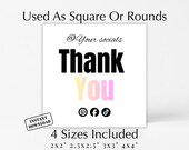 Editable Bakery Thank You Sticker Label Seal Templates For Cottage Bakery Packaging Bags | Thank You Templates With Social Media Icons